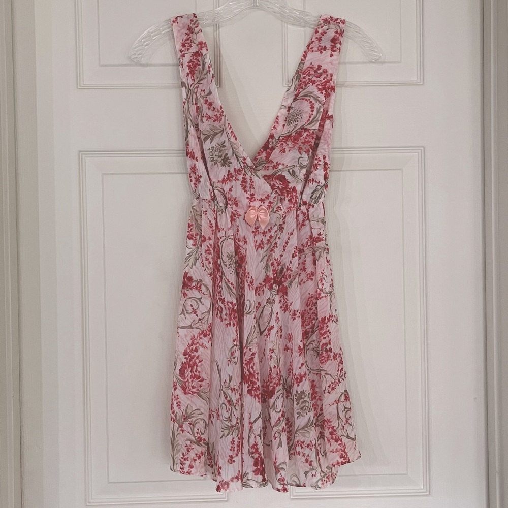🌸3/$25 Gilligan & O’Malley Pink & Red Floral Babydoll Chemise Nightgown, Size S - Picture 9 of 11